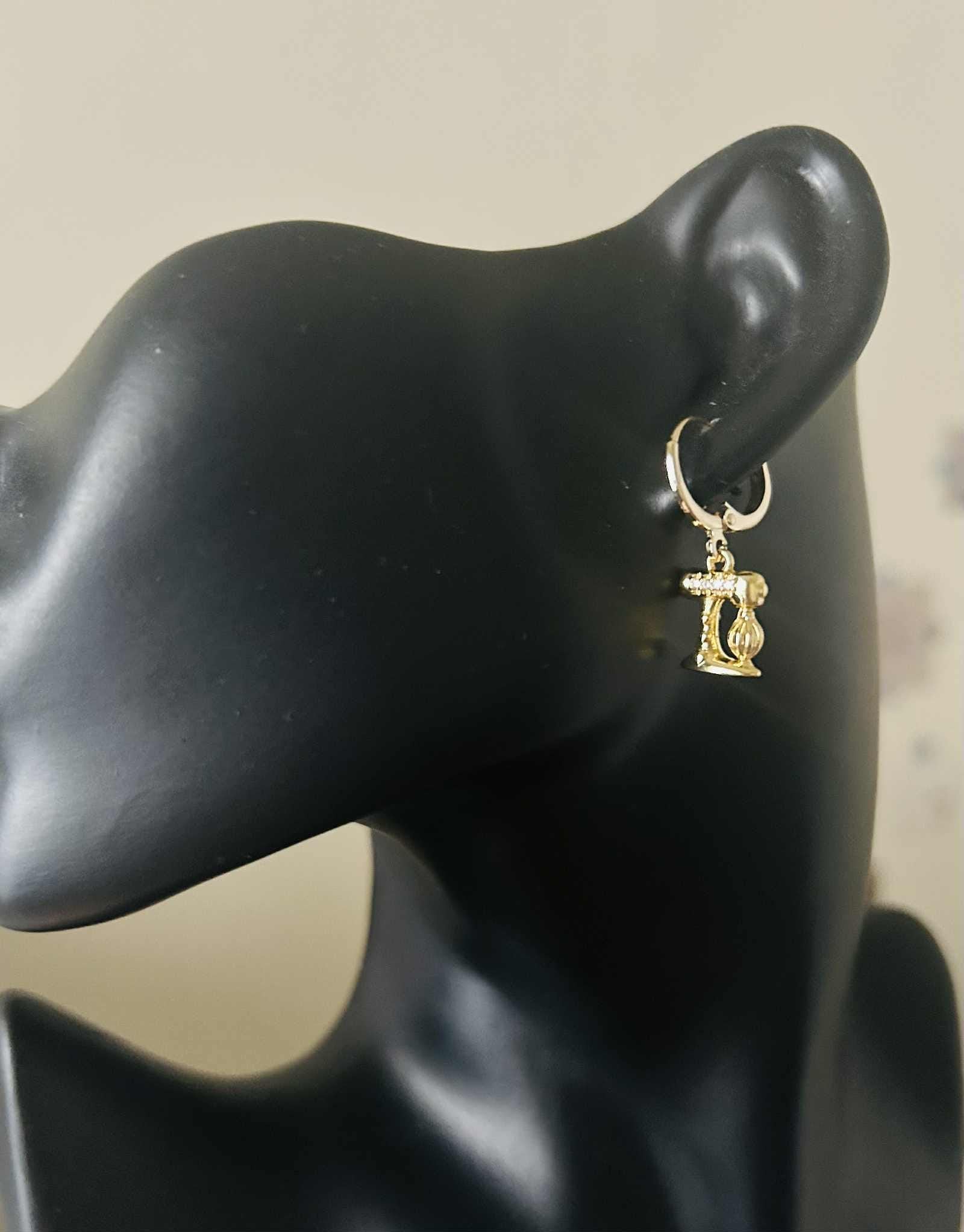 Mismatched 14K Gold Plated Kitchen Mixer and Whisk Earrings