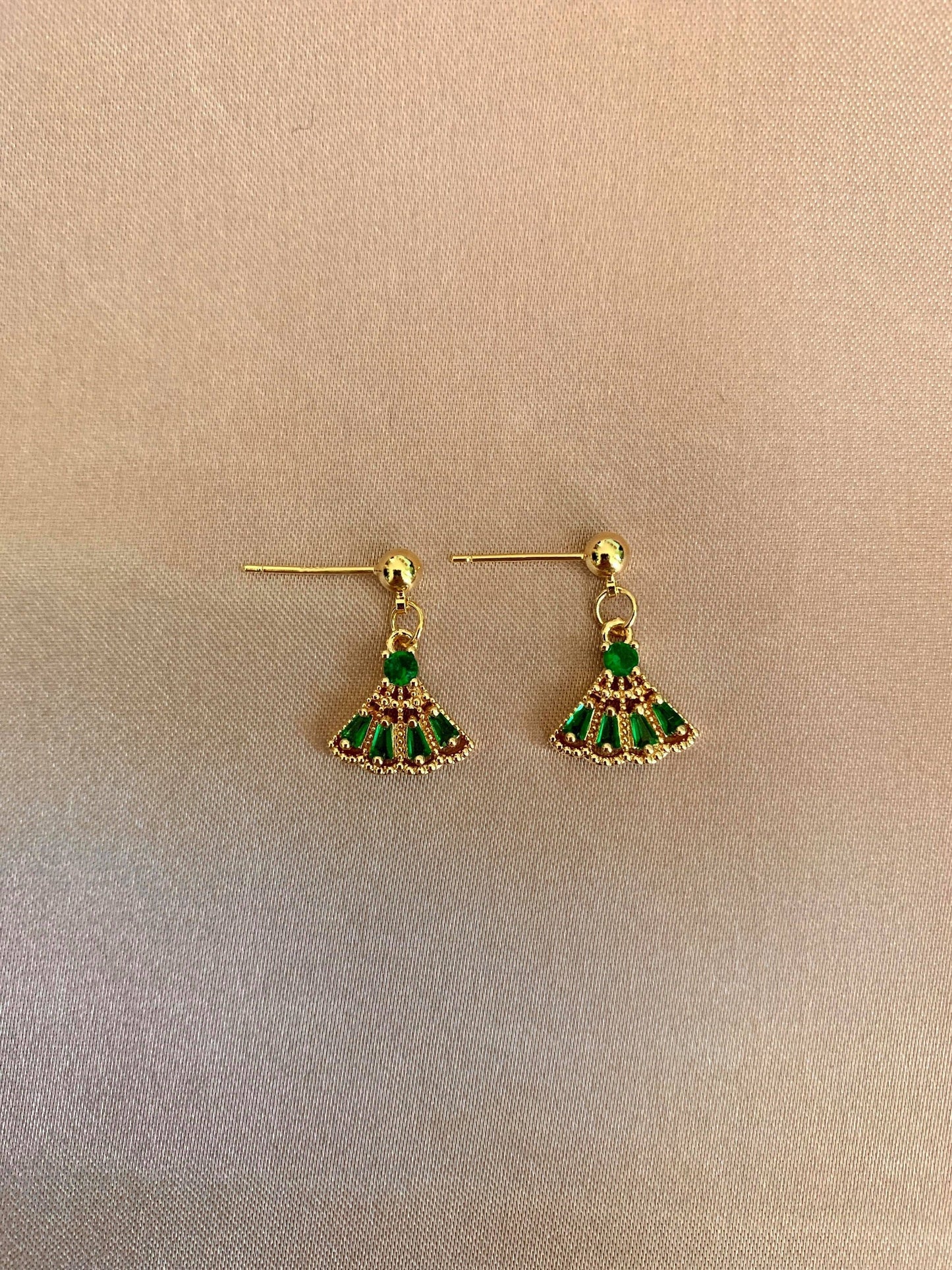 Dainty 14K Gold Plated Fan Earrings