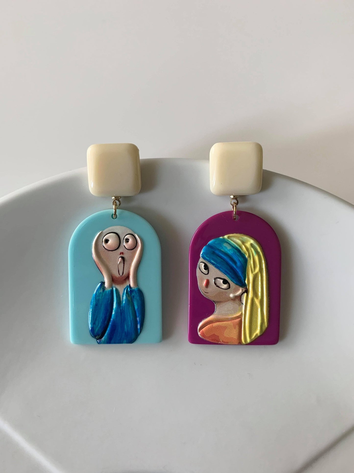 Acrylic Quirky Oil Painting Earrings