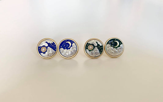 Unique Sun and Moon Stud Earrings