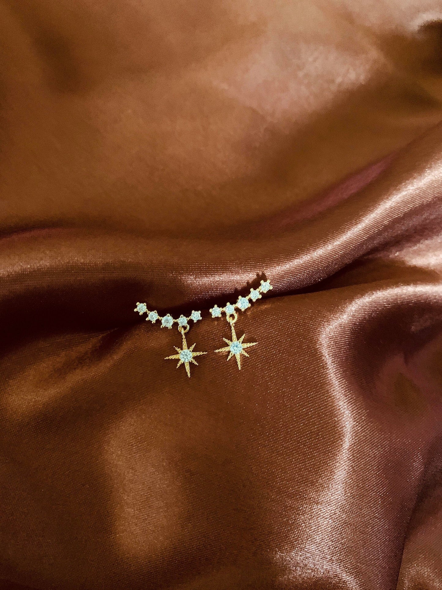 Dainty 14K Gold Plated Starline Drop Earrings