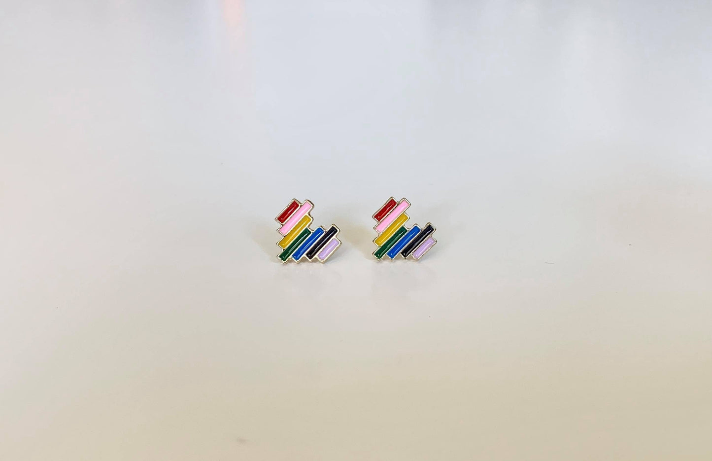 Rainbow Heart Stud Earrings