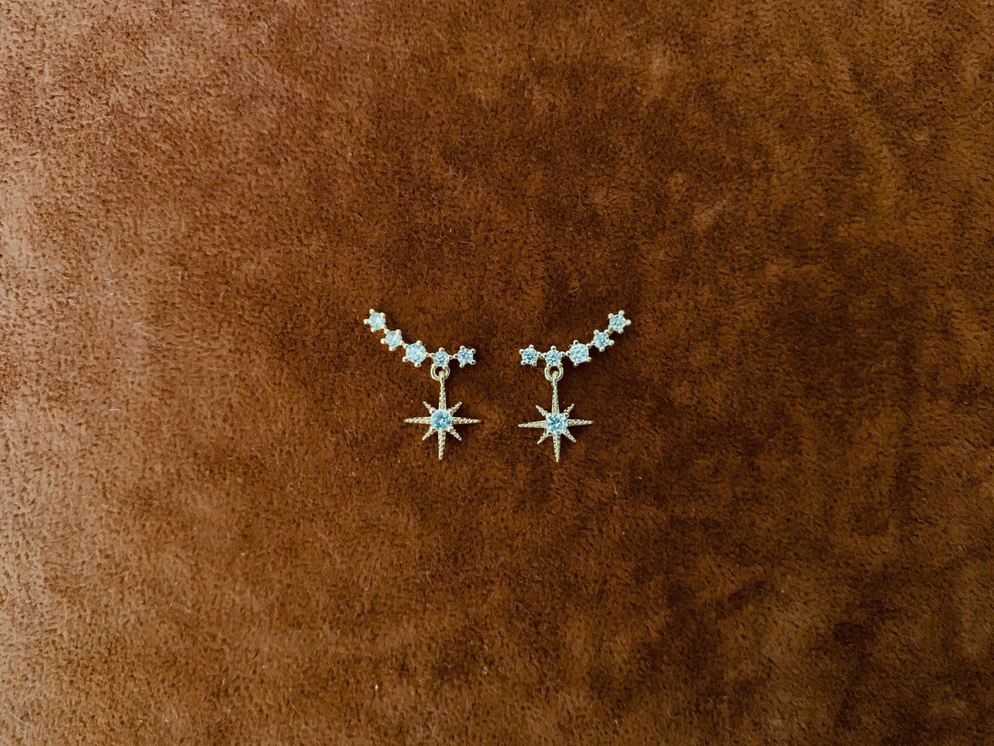 Dainty 14K Gold Plated Starline Drop Earrings