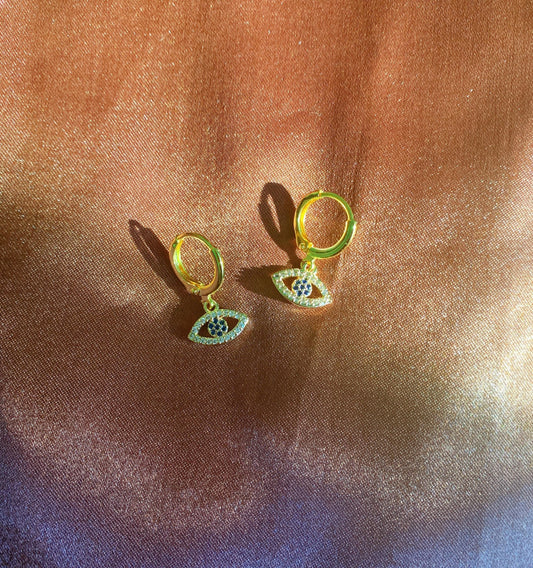 Dainty Evil Eye Huggie Earrings