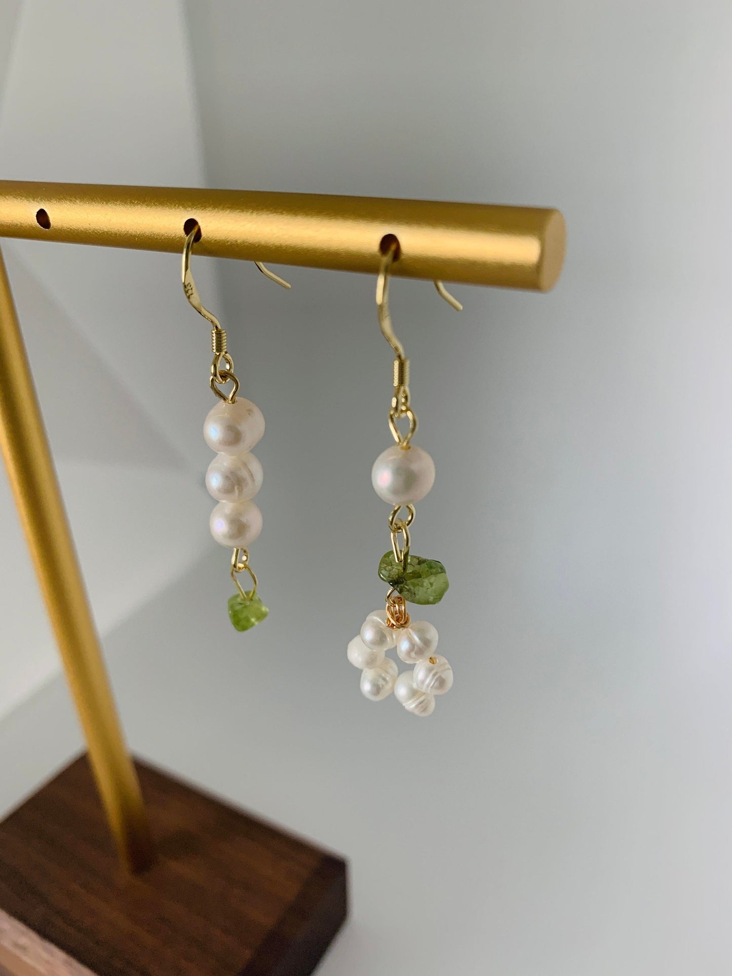 Unique Fluorite and Pearl Earrings