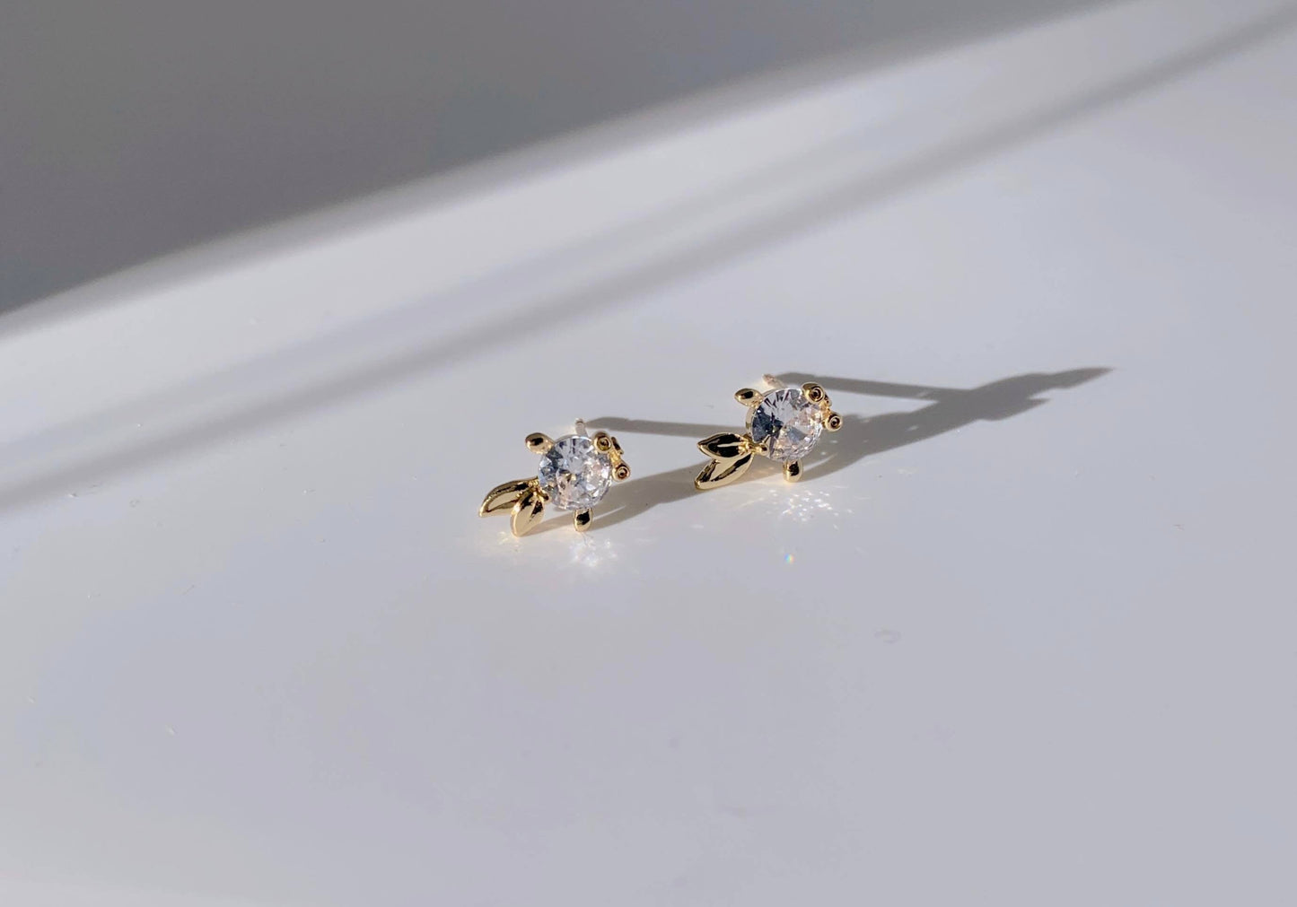 Dainty 14K Gold Plated Goldfish Stud Earrings