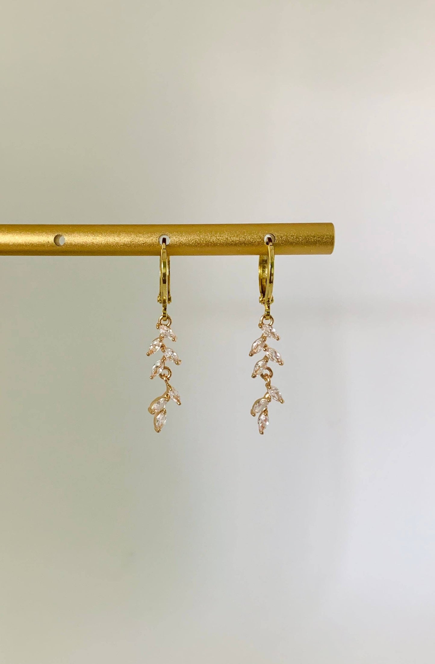 Dainty 14K Gold Plated Leaf Dangle Earrings