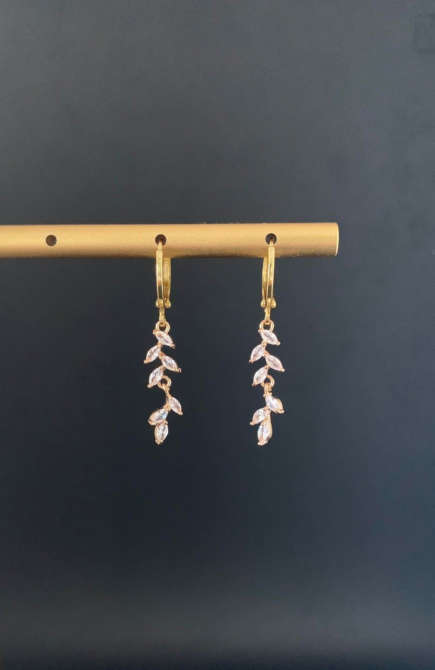 Dainty 14K Gold Plated Leaf Dangle Earrings