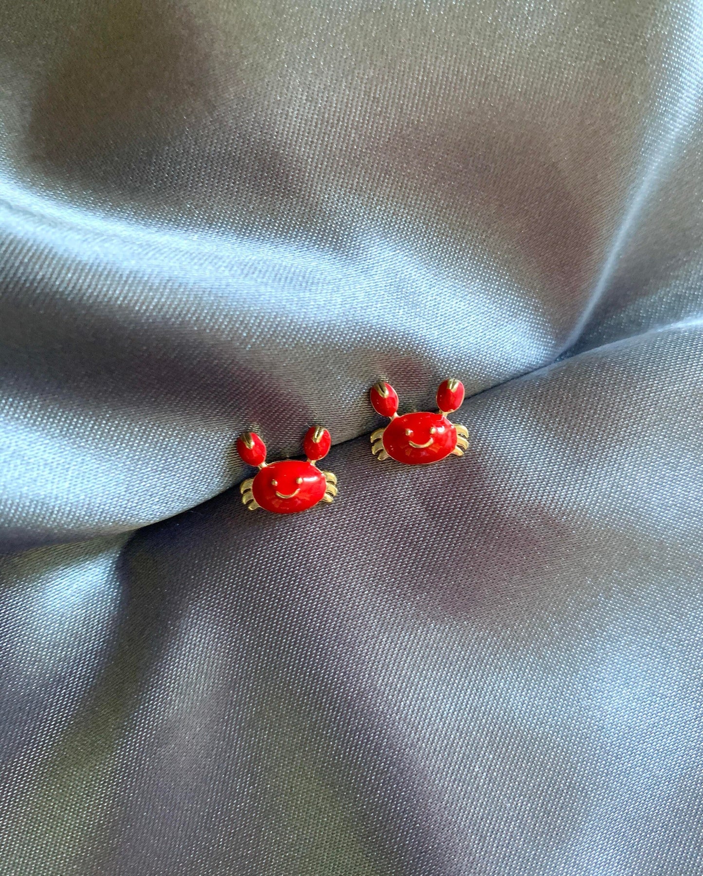 Dainty Small Red Crab Stud Earrings