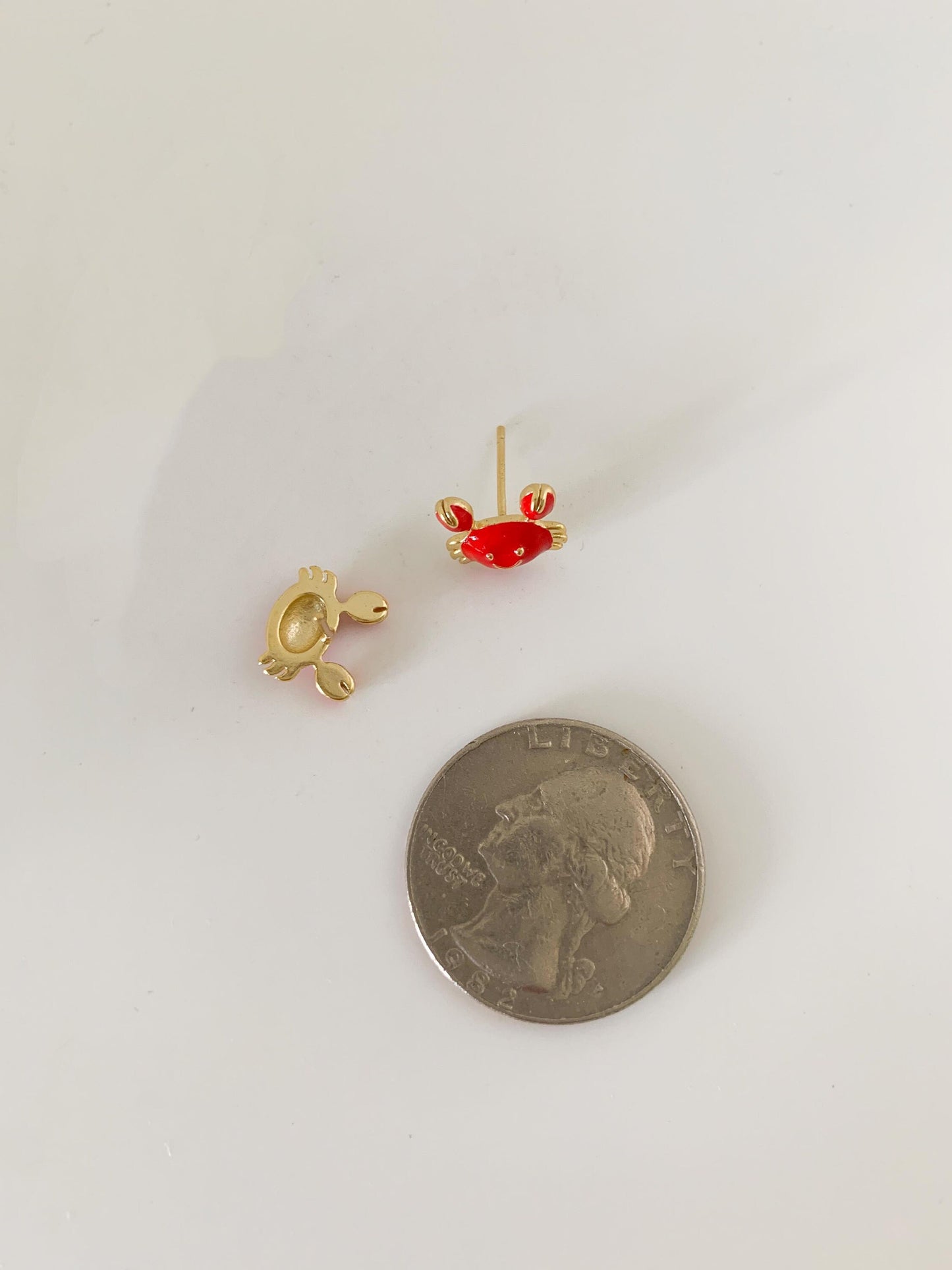 Dainty Small Red Crab Stud Earrings