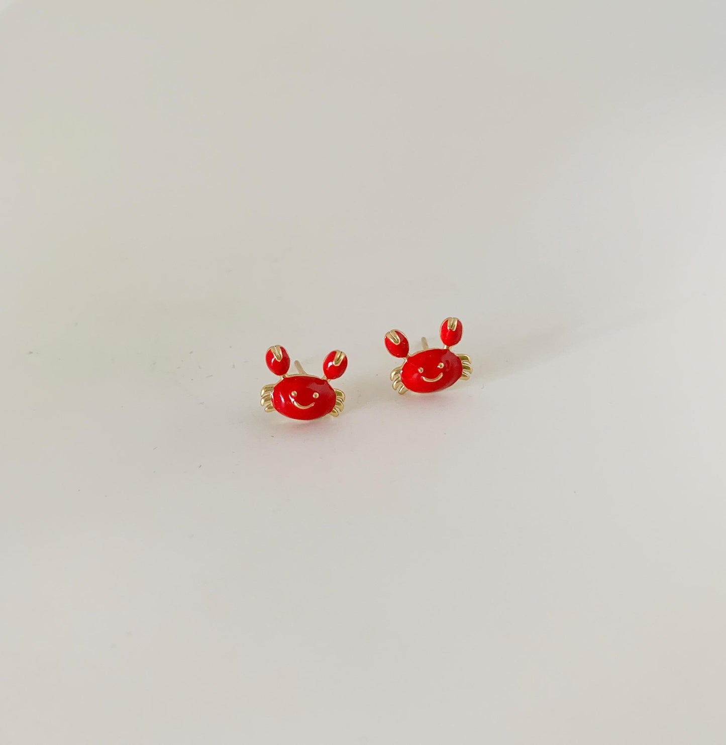 Dainty Small Red Crab Stud Earrings