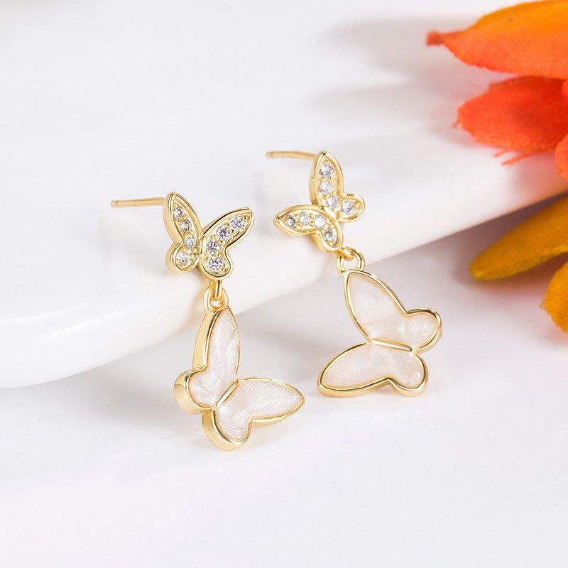 Dainty Butterfly Drop Earrings