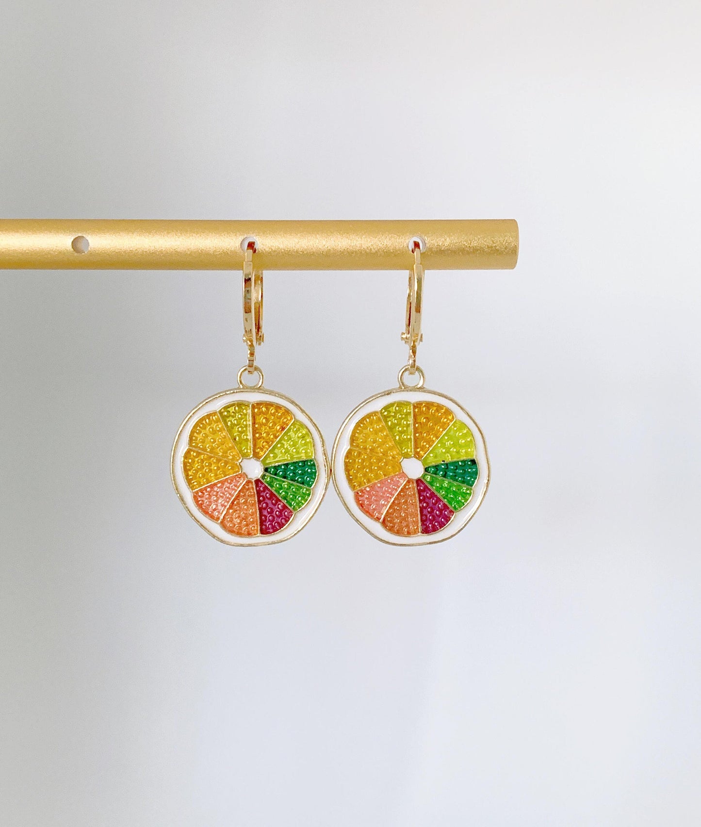 Rainbow Orange Huggie Earrings