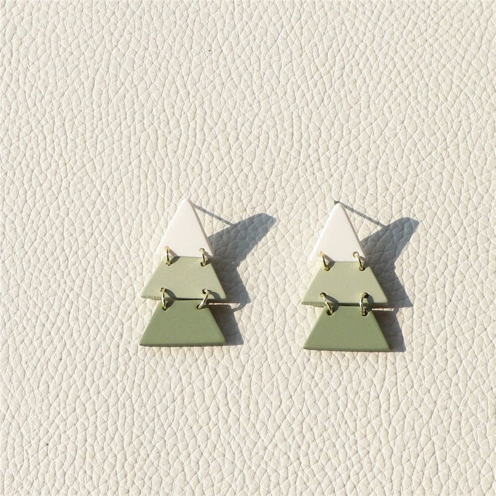 Green Triangle Earrings (Lightweight)
