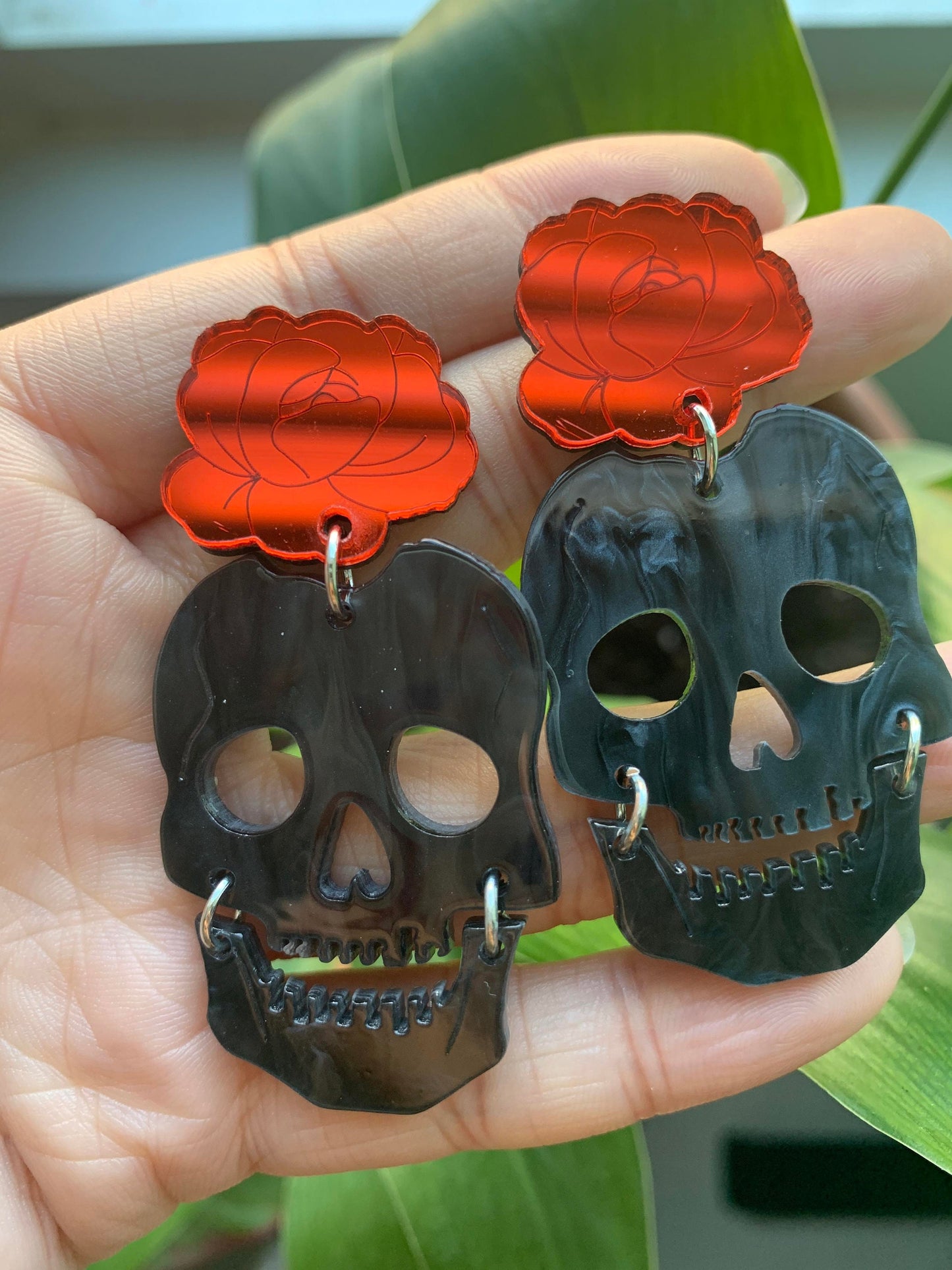 Skull and Rose Earrings (Lightweight)