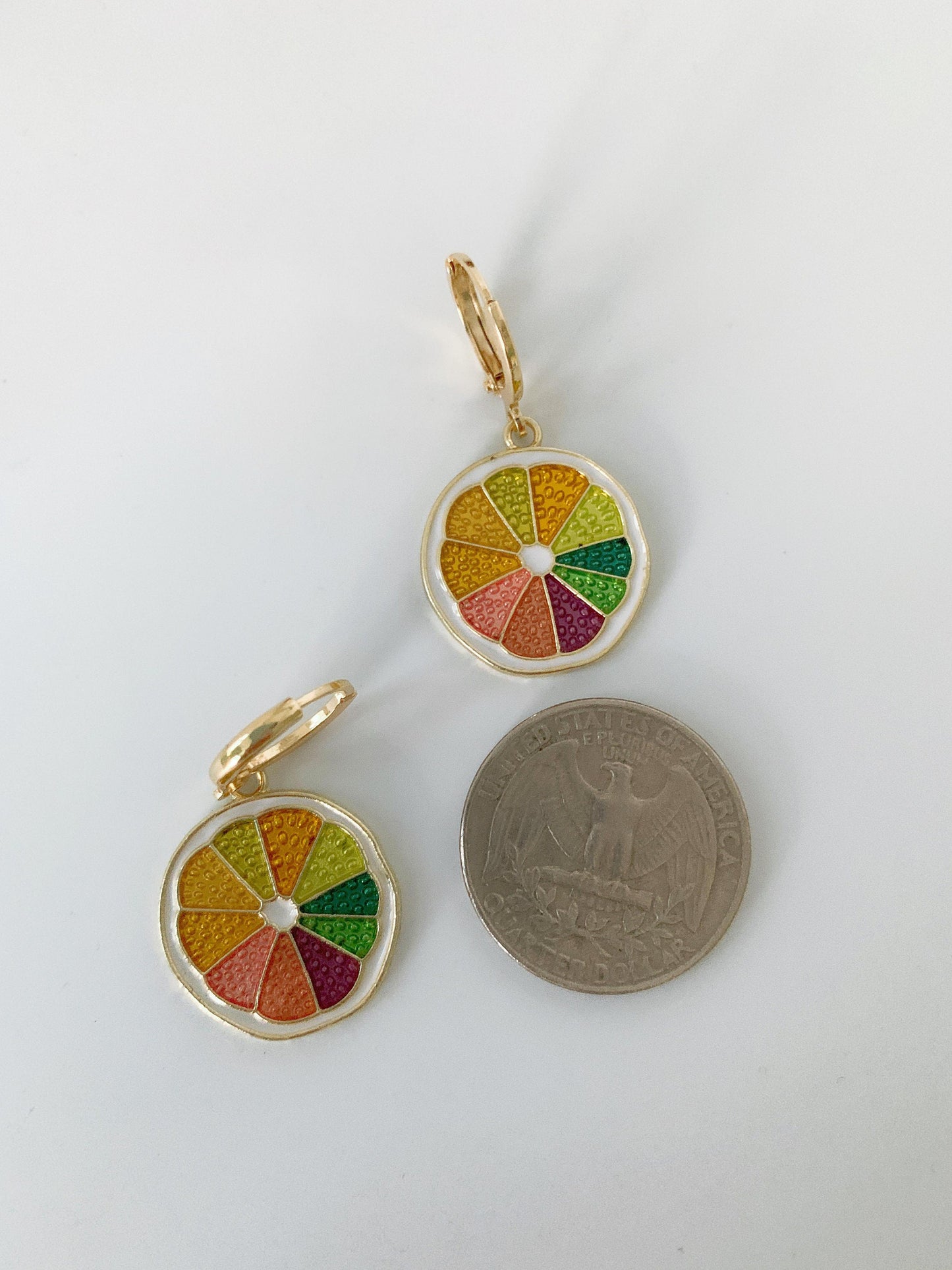 Rainbow Orange Huggie Earrings