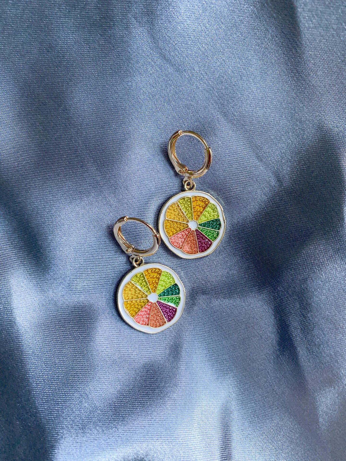 Rainbow Orange Huggie Earrings