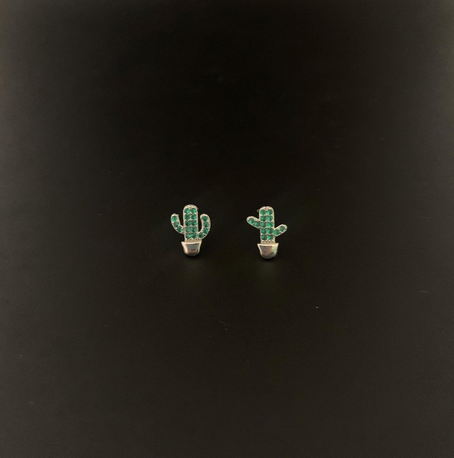 Small Silver Cactus Stud Earrings