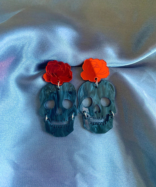 Skull and Rose Earrings (Lightweight)