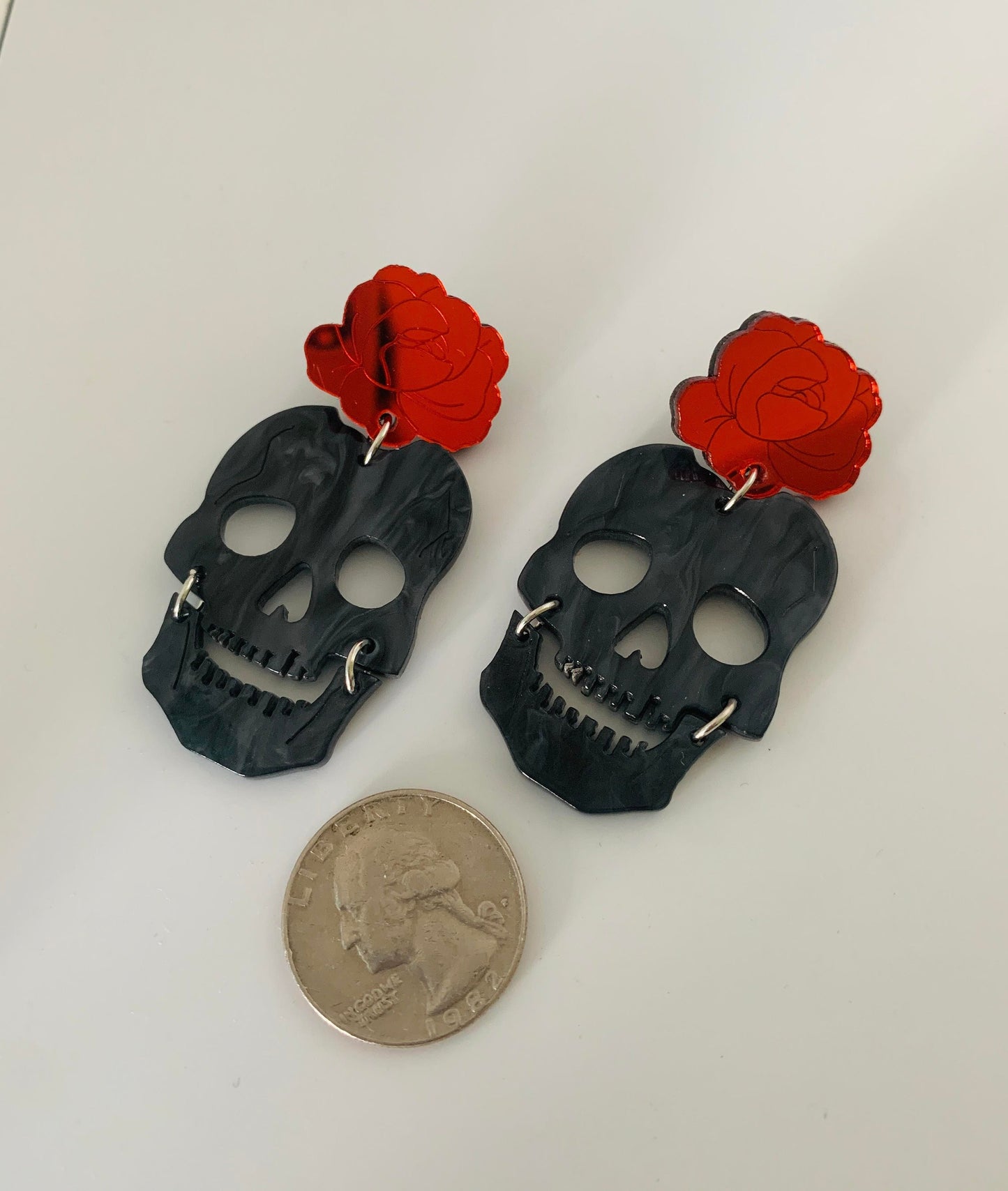 Skull and Rose Earrings (Lightweight)