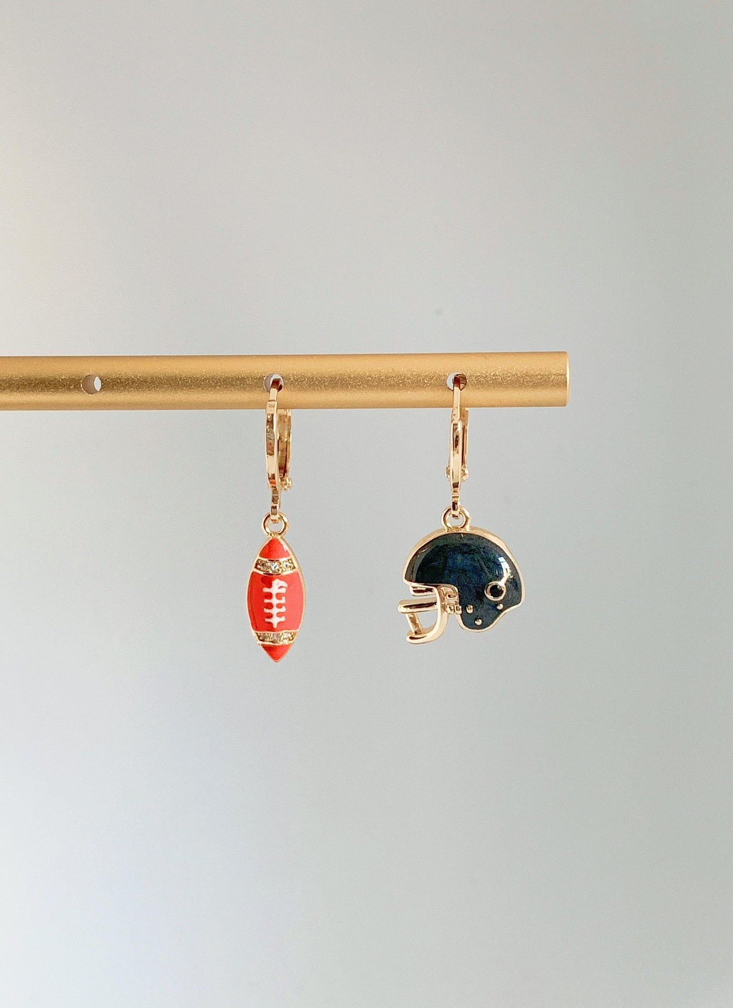 Unique Mismatch Football Huggie Earrings