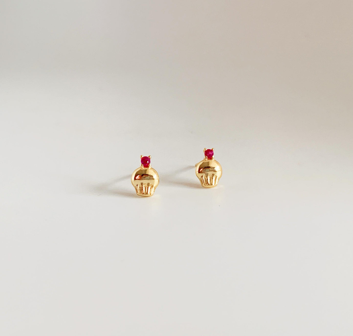 Dainty 14K Gold Plated Mini Cupcake Stud Earrings