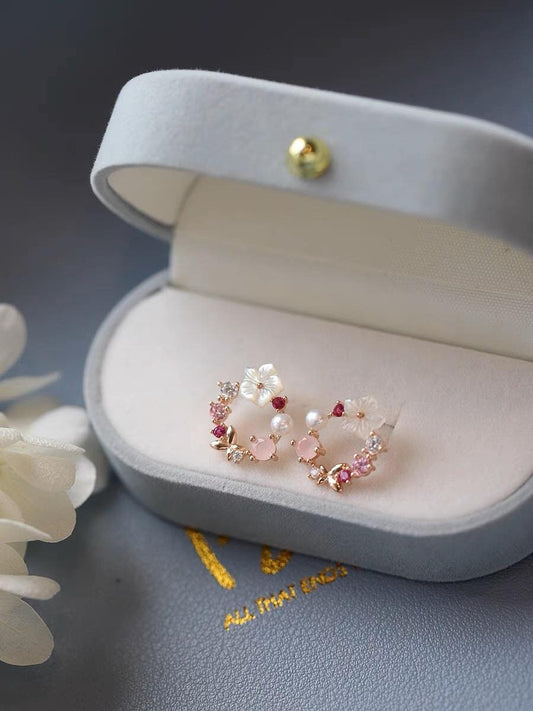 Dainty Flower Wreath Stud Earrings
