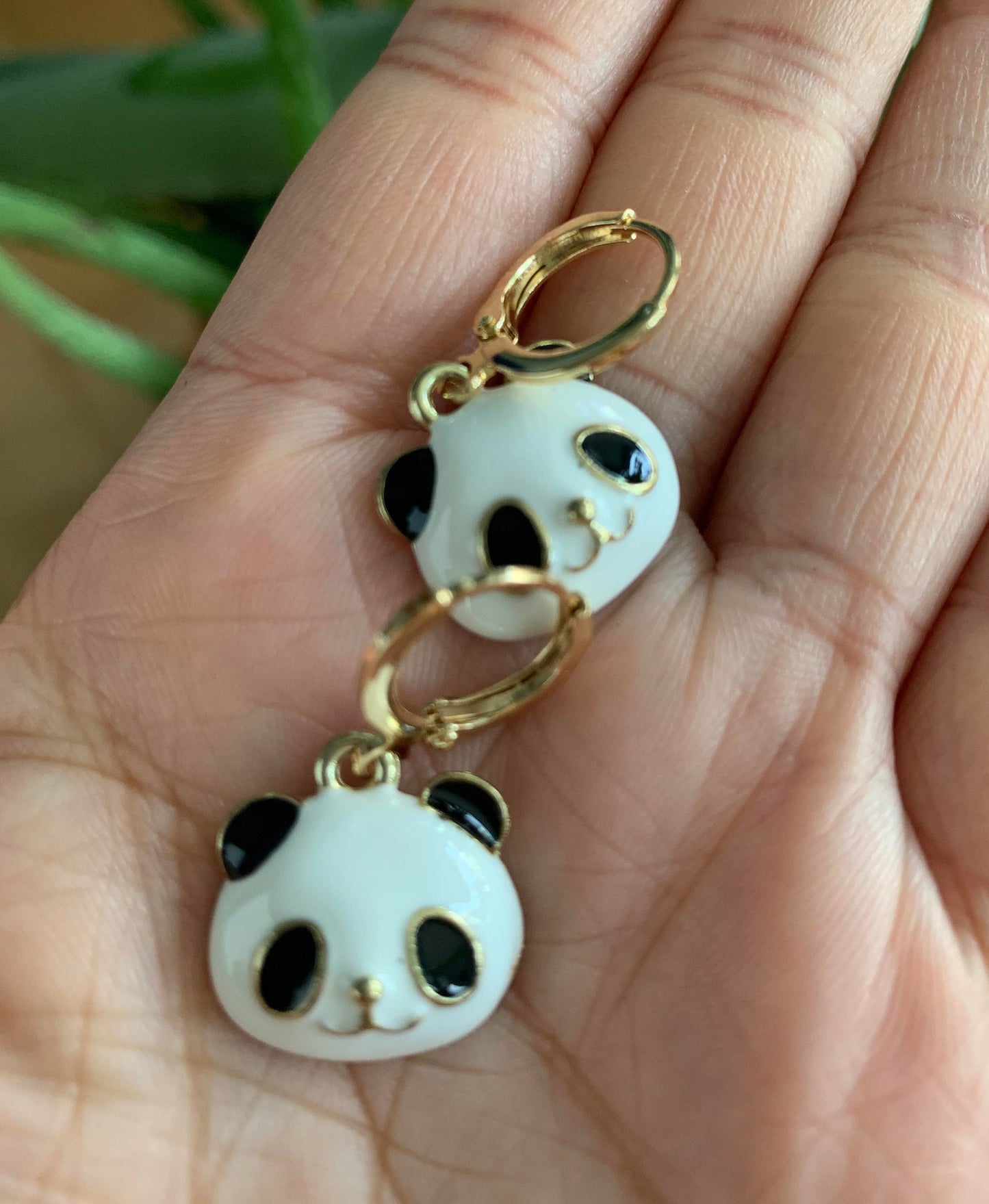 Unique Panda Hoop Earrings