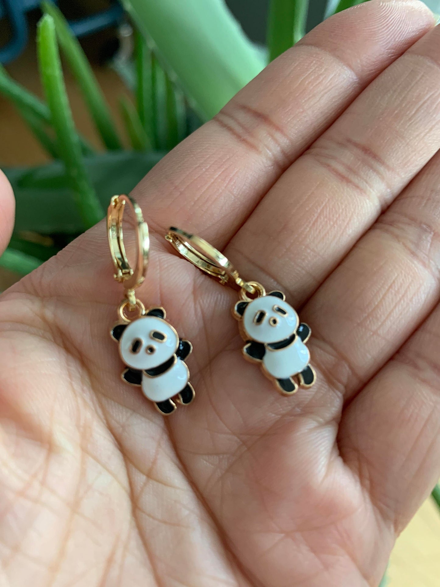 Unique Panda Hoop Earrings