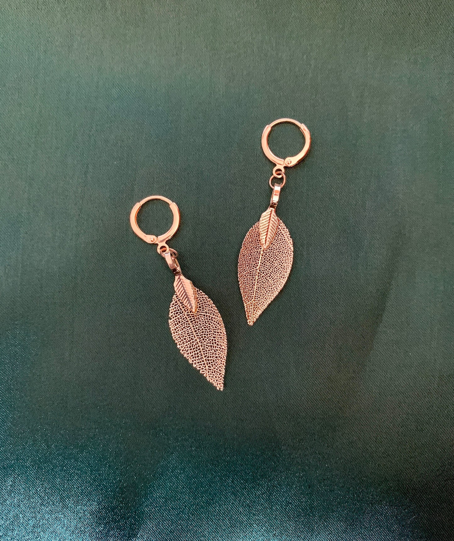 Dainty Golden Leaf Dangle Earrings