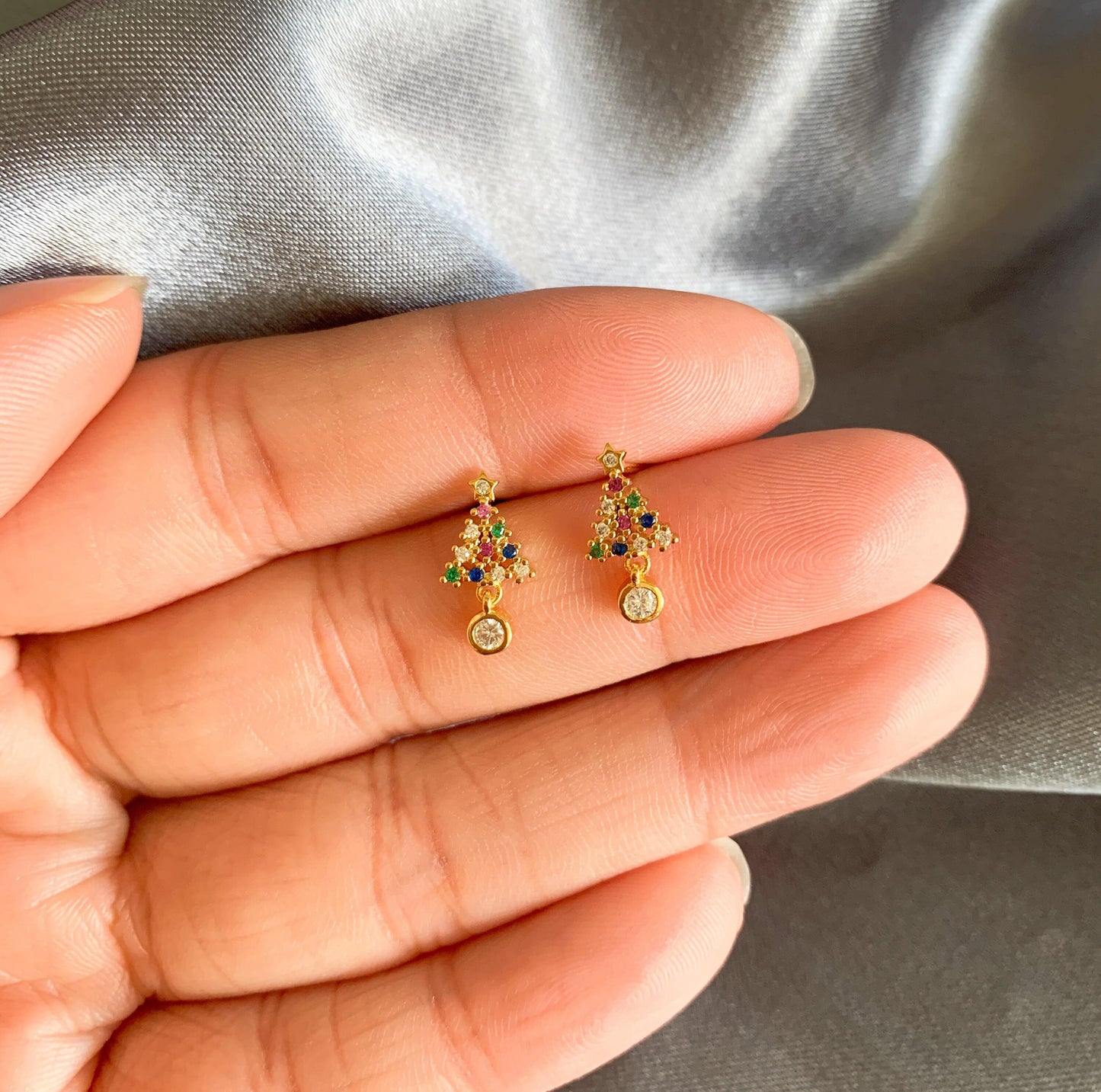 Dainty Mini Christmas Tree Stud Earrings