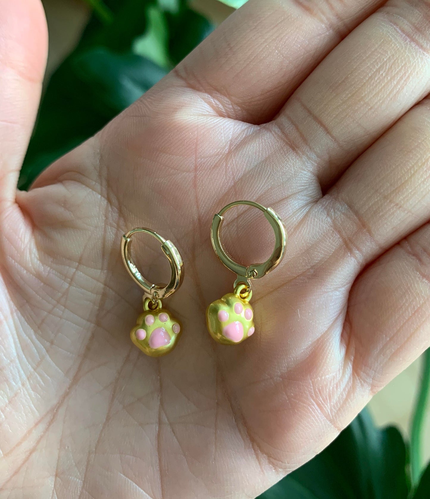 Unique Lucky Cat Paw Huggie Earrings