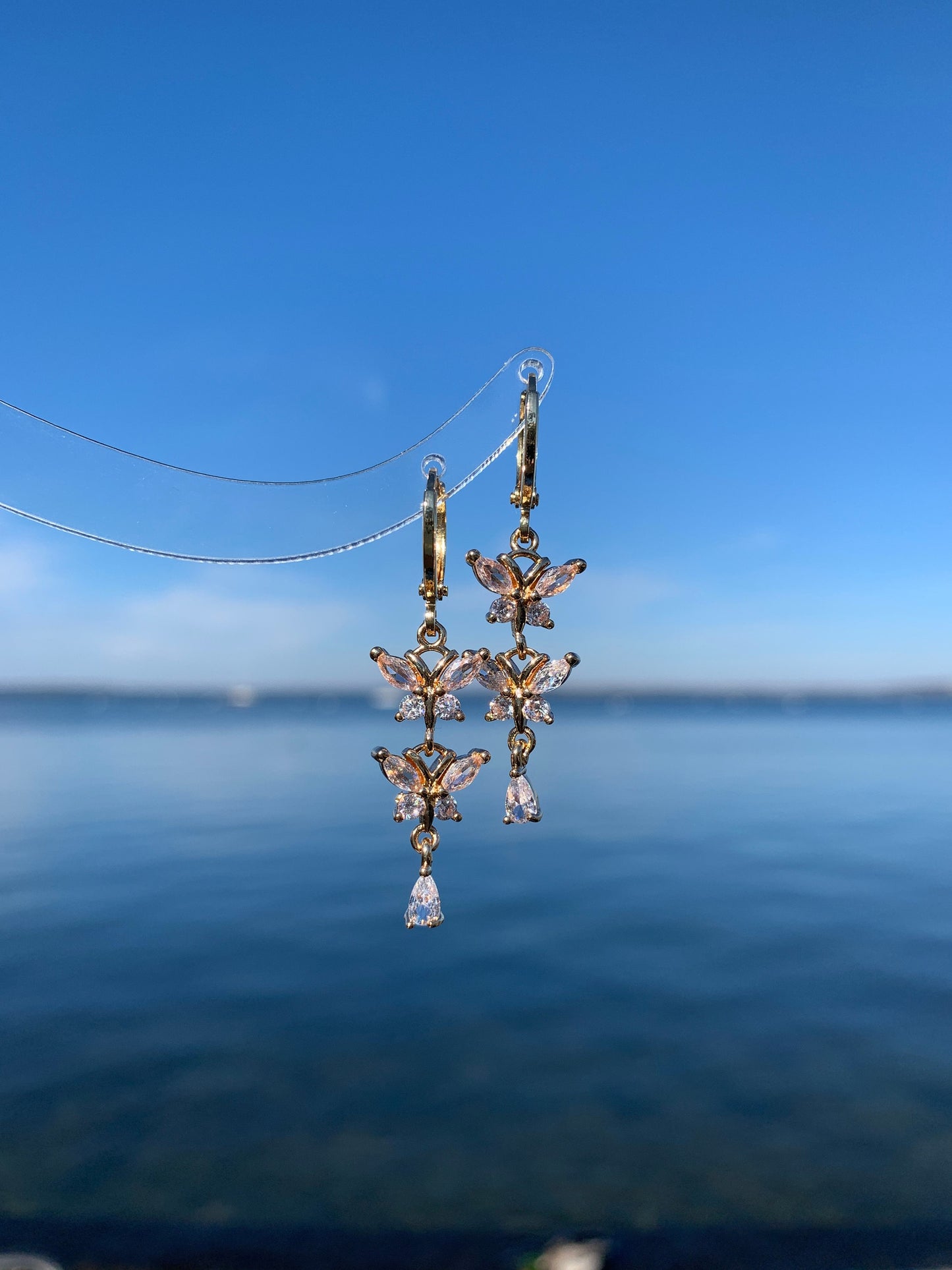 Dainty Butterfly Dangle Earrings